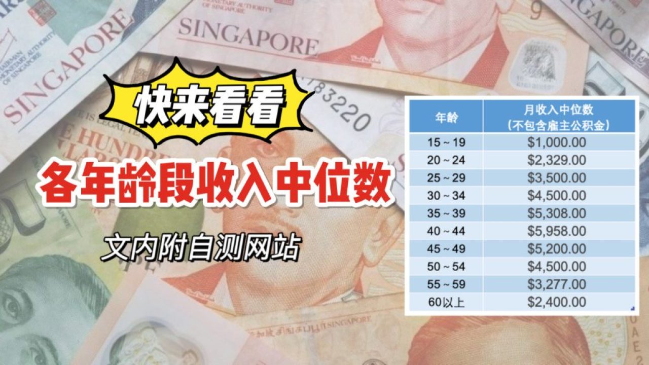 新加坡各个年龄段收入中位数大曝光！还有超好用的自测工具哦！ - 🇸🇬新加坡省钱皇后-皇后情报局